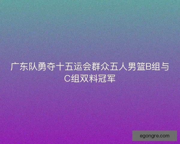广东队勇夺十五运会群众五人男篮B组与C组双料冠军